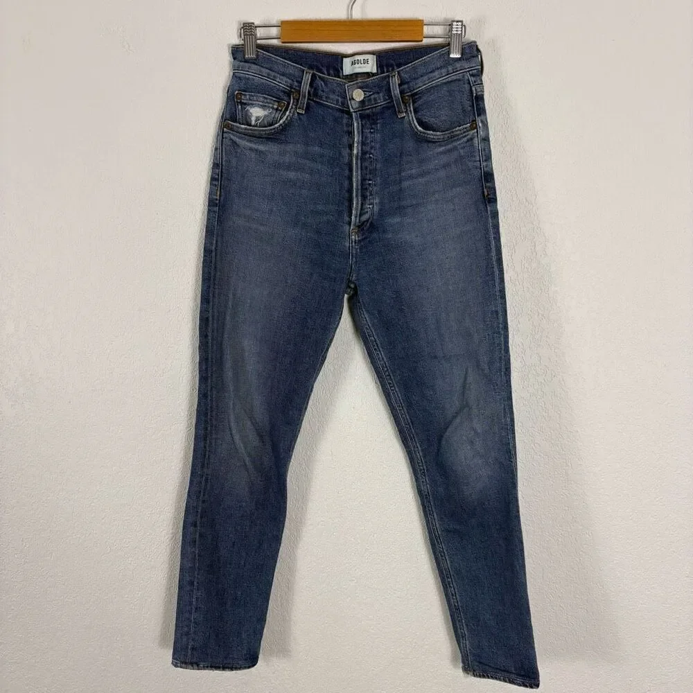 Agolde High Waisted Skinny Ankle Jeans Hidden‎ Button Fly Size 27